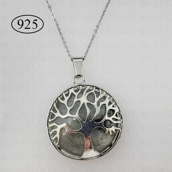 Labradorite Tree of Life Pendant & 925 Sterling Silver Chain