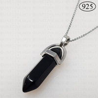 Onyx Hexagon Pendant 925 Sterling Silver Chain