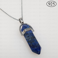 Lapis Lazuli Hexagon Pendant 925 Sterling Silver Chain