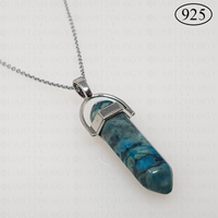 Chrysocolla Hexagon Pendant 925 Sterling Silver Chain