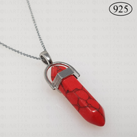 Red Howlite Hexagon Pendant 925 Sterling Silver Chain