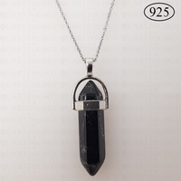 Black Howlite Hexagon Pendant 925 Sterling Silver Chain