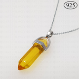 Yellow Sapphire Hexagon Pendant 925 Sterling Silver Chain