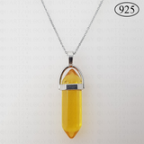 Yellow Sapphire Hexagon Pendant 925 Sterling Silver Chain