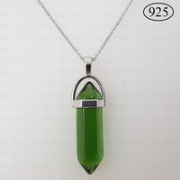 Emerald Hexagon Pendant 925 Sterling Silver Chain