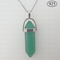 Teal Green Jade Hexagon Pendant 925 Sterling Silver Chain