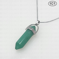 Teal Green Jade Hexagon Pendant 925 Sterling Silver Chain