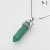 Teal Green Jade Hexagon Pendant 925 Sterling Silver Chain