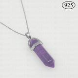 Purple Jade Hexagon Pendant 925 Sterling Silver Chain