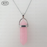 Pink Jade Hexagon Pendant 925 Sterling Silver Chain