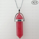 Red Jade Hexagon Pendant 925 Sterling Silver Chain