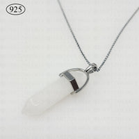 White Jade Hexagon Pendant 925 Sterling Silver Chain