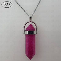 Mangeta Pink Jade Hexagon Pendant 925 Sterling Silver Chain