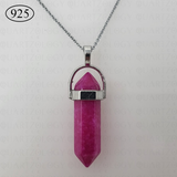 Mangeta Pink Jade Hexagon Pendant 925 Sterling Silver Chain