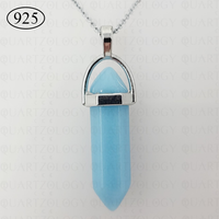 Angelite Hexagon Pendant 925 Sterling Silver Chain