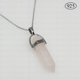 Rose Quartz Hexagon Pendant 925 Sterling Silver Chain