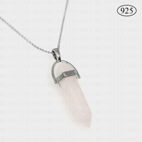 Rose Quartz Hexagon Pendant 925 Sterling Silver Chain