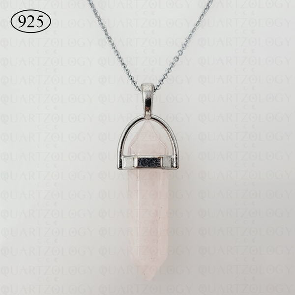 Rose Quartz Hexagon Pendant 925 Sterling Silver Chain