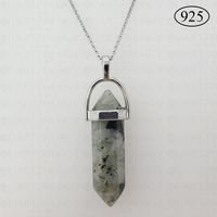 Labradorite Hexagon Pendant 925 Sterling Silver Chain