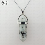 Kiwi Jasper Hexagon Pendant 925 Sterling Silver Chain