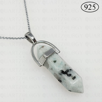 Kiwi Jasper Hexagon Pendant 925 Sterling Silver Chain