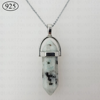 Kiwi Jasper Hexagon Pendant 925 Sterling Silver Chain