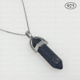 Volcanic Lava Stone Hexagon Pendant 925 Sterling Silver Chain