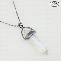 Aura Sapphire Hexagon Pendant 925 Sterling Silver Chain