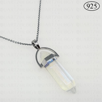 Aura Sapphire Hexagon Pendant 925 Sterling Silver Chain