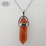 Carnelian Hexagon Pendant 925 Sterling Silver Chain