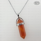 Carnelian Hexagon Pendant 925 Sterling Silver Chain