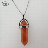 Carnelian Hexagon Pendant 925 Sterling Silver Chain