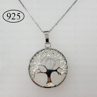 Selenite Tree of Life Pendant & 925 Sterling Silver Chain