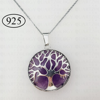 Amethyst Tree of Life Pendant & 925 Sterling Silver Chain