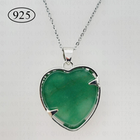 Green Aventurine Tree of Life Heart Pendant 925 Sterling Silver Chain