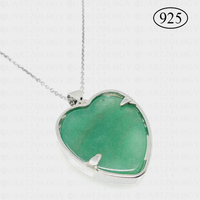 Green Aventurine Tree of Life Heart Pendant 925 Sterling Silver Chain