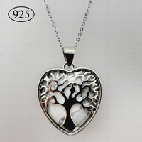 White Howlite Tree of Life Heart Pendant 925 Sterling Silver Chain