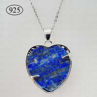 Lapis Lazuli Tree of Life Heart Pendant 925 Sterling Silver Chain