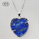 Lapis Lazuli Tree of Life Heart Pendant 925 Sterling Silver Chain