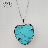 Blue Howlite Tree of Life Heart Pendant 925 Sterling Silver Chain