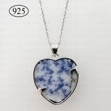 Sodalite Tree of Life Heart Pendant 925 Sterling Silver Chain