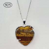 Tigers Eye Tree of Life Heart Pendant 925 Sterling Silver Chain