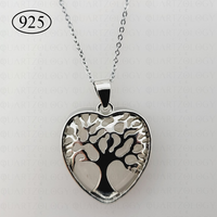 Selenite Tree of Life Heart Pendant 925 Sterling Silver Chain