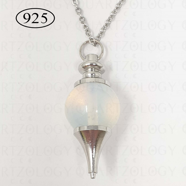 Opal Crystal Pointed Sphere Necklace on 925 Sterling Silver Chain